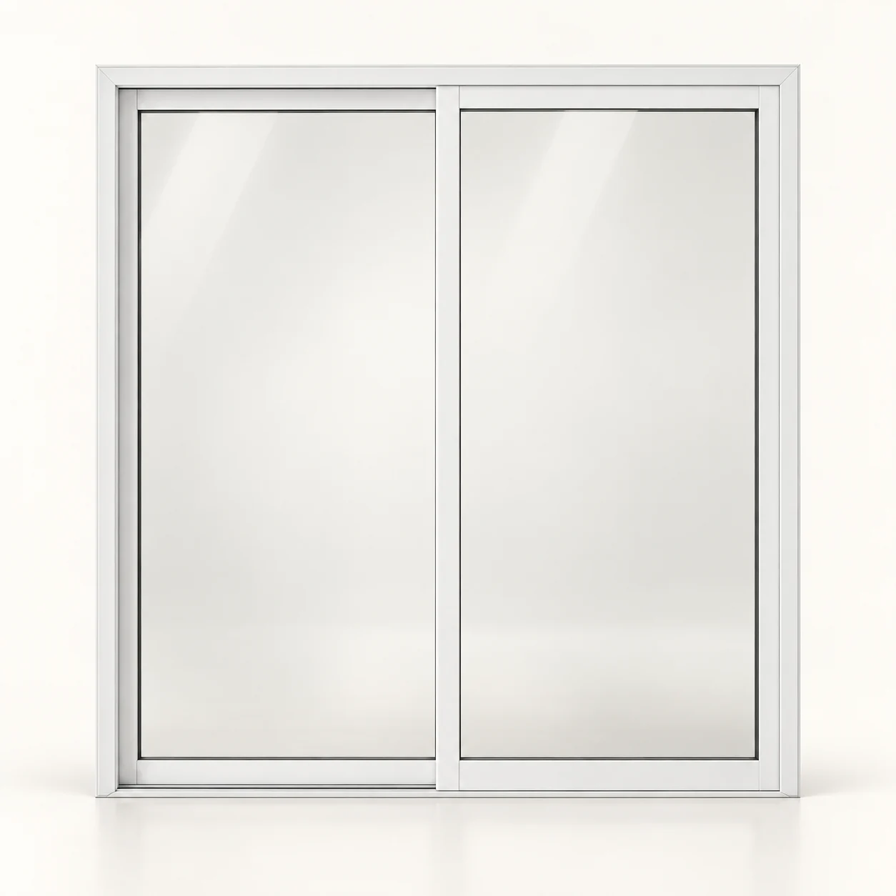 Product illustration: white two-panel sliding patio-door layout